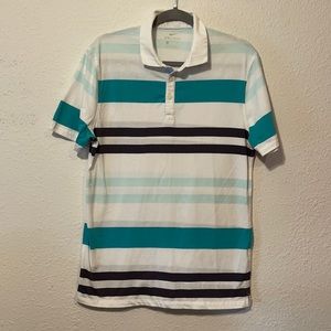 Nike Dri-Fit Blue & White Stripes Golf Short Sleeve Polo